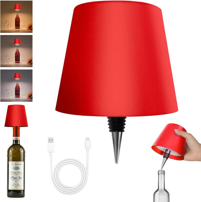 Hoide Store 2025 New Wireless Bottle Lamp - LED Bottle Lights for Liquor & Wine Bottles, Cordless Lampshade, Whiskey Bottle Top Light, Bottle Stopper Night Light Kit, Rechargeable 3-Tone Touch-Dimmable - Image 1